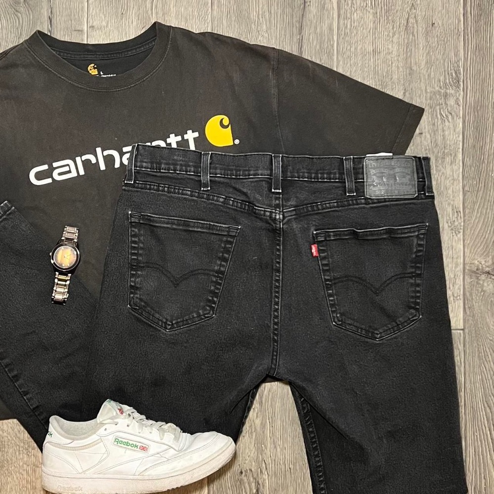 38 X 30 Levi’s 502 black stone-washed denim jeans